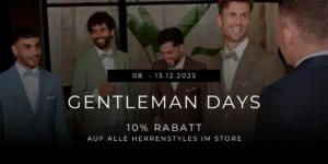 Gentleman Days 2025 im Dezember - 10% Rabatt auf Deinen Hochzeitsanzug