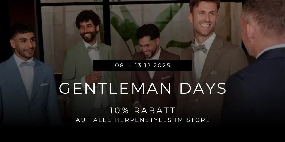 Gentleman Days 2025 im Dezember - 10% Rabatt auf Deinen Hochzeitsanzug